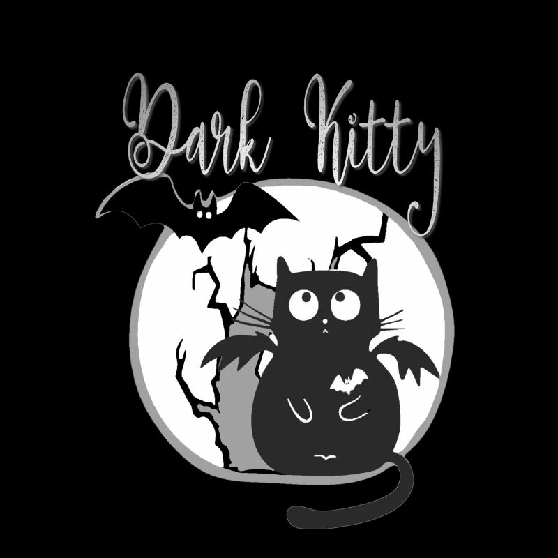 Dark Kitty... chat gothique noir avec chauve-souris