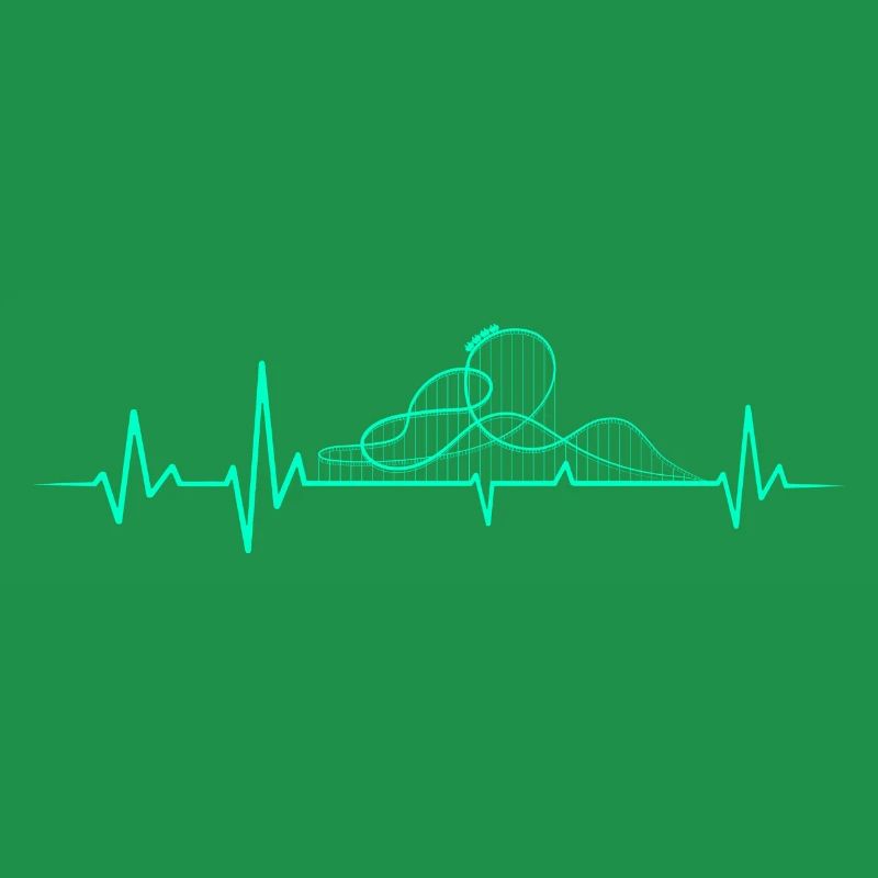 ACHTERBAHN HERZSCHLAG EKG ROLLER COASTER GESCHENK