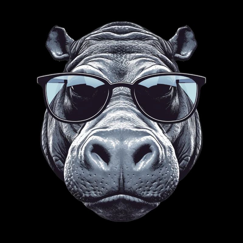 Hippopotame avec lunettes de soleil