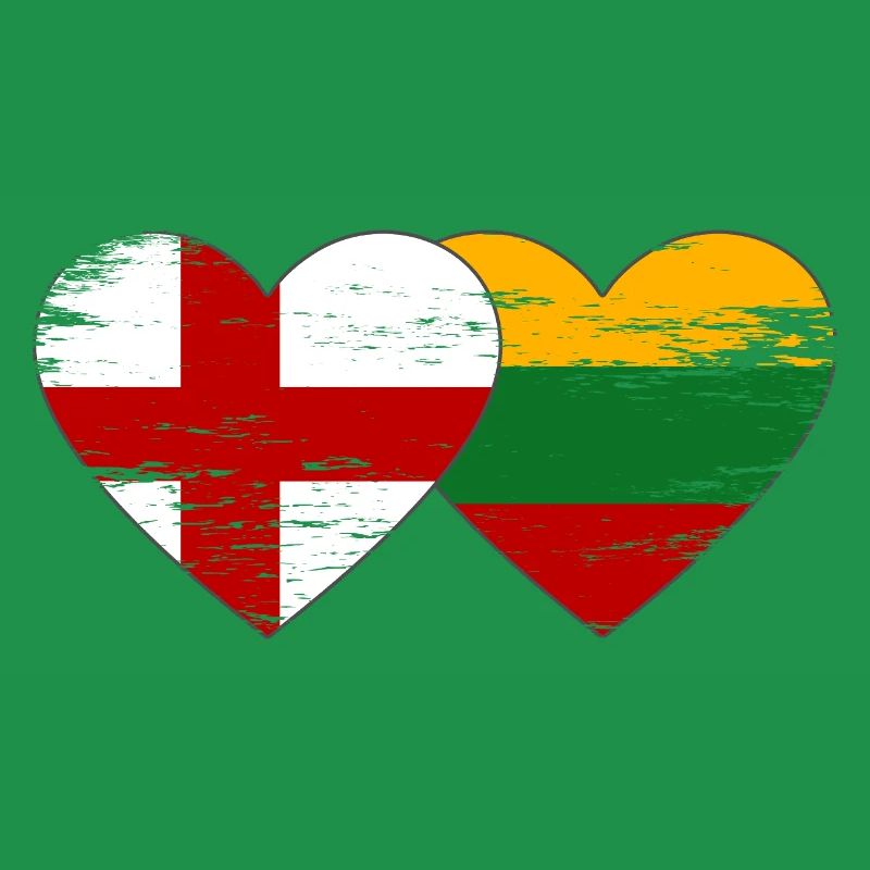 Angleterre Lituanie drapeau forme de coeur utilisé