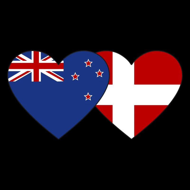 Neuseeland Dänemark Flagge Herz