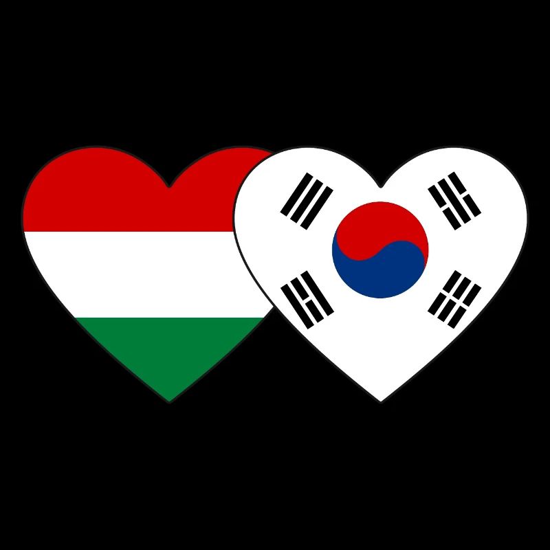 Hongrie Corée du Sud Drapeau Coeur