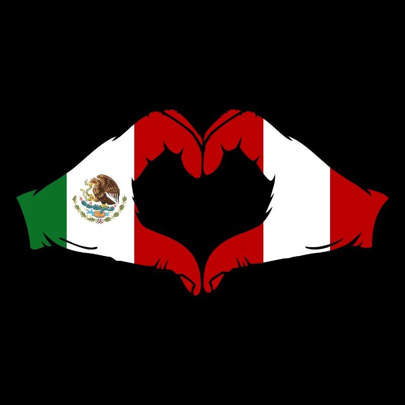 Mexique Pérou Drapeau Mains Coeur Forme