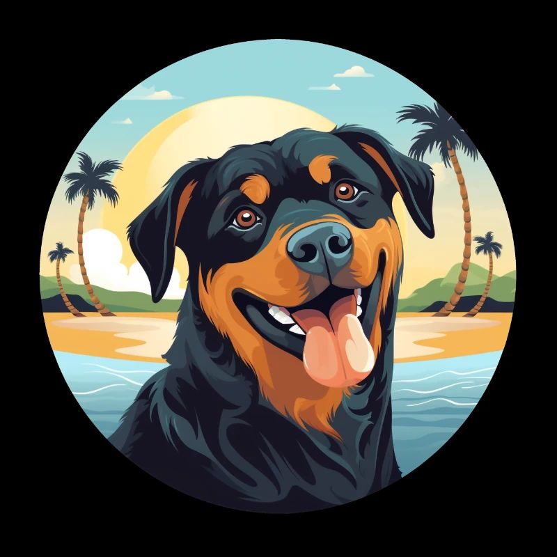Chien Rottweiler sur la plage