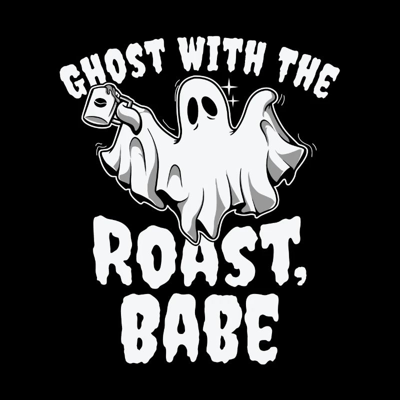 Halloween Ghost Line Art Coffee Lover Drawing