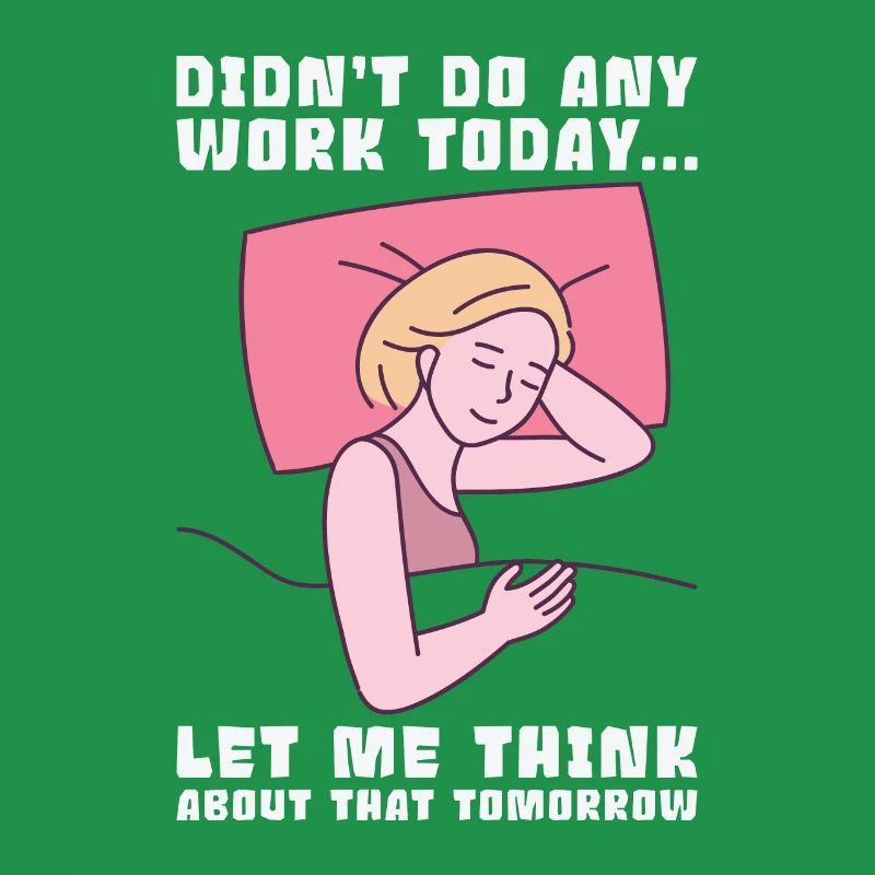 Procrastinator Work Sleeping Line Art Drawing