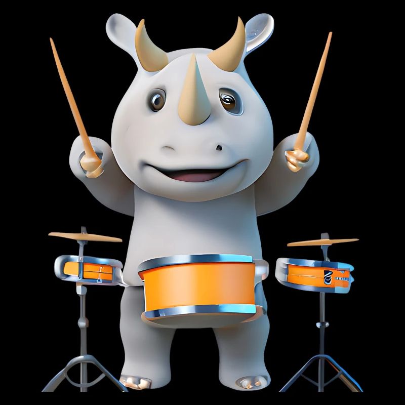 Drum-playing rhinoceros