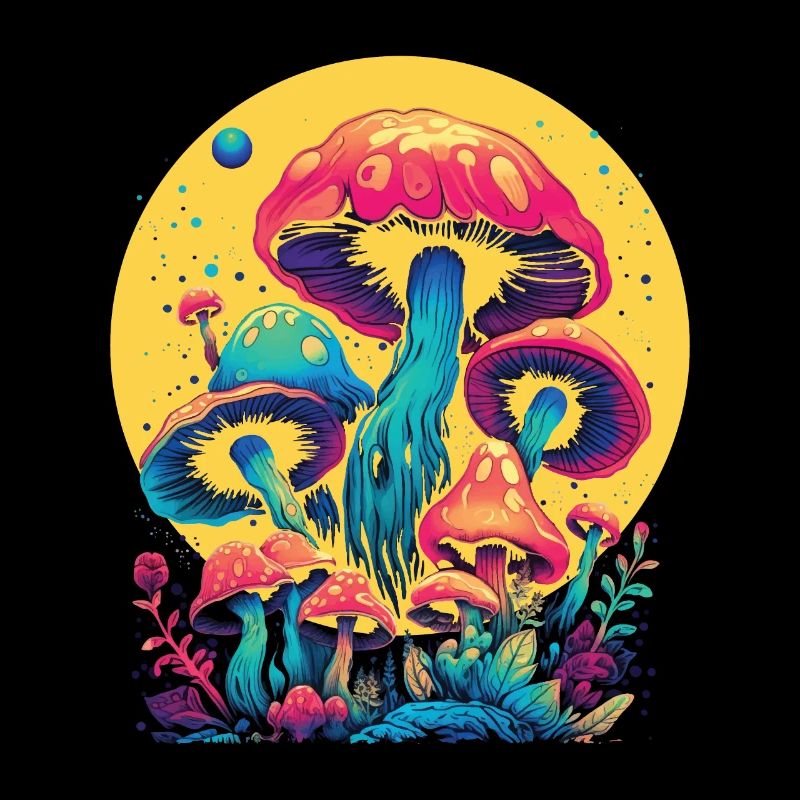 Champignon sauvage et lune Pas de temps, je cherche
