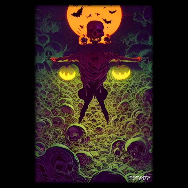 Skeleton Skull Scarecrow Pumpkin Rose
