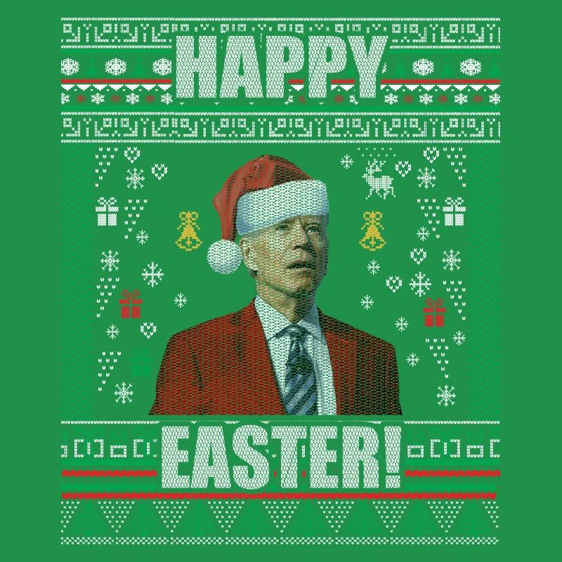 Drôle Biden Pull de Noël moche Joyeuses Pâques