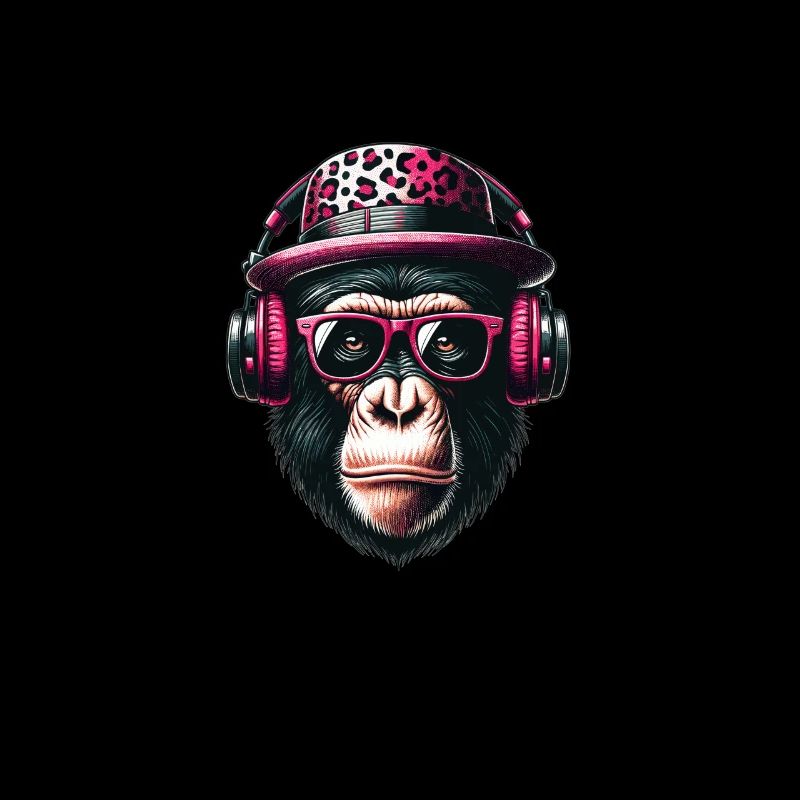 Comic monkey with sunglasses, headphones and hat
