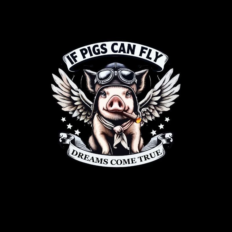 Comic Pig with Wings