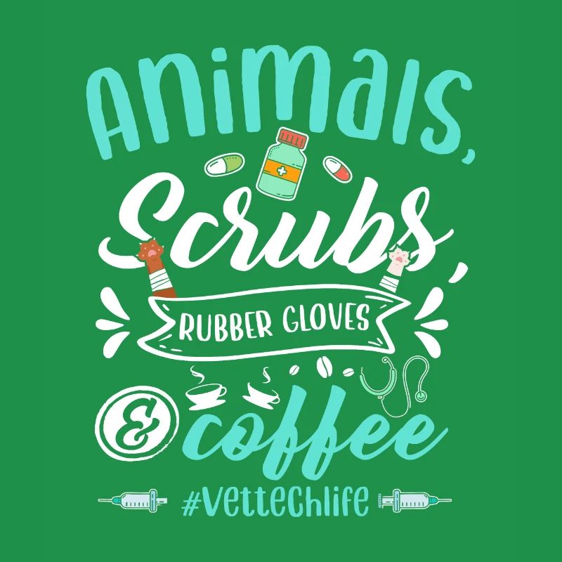 Veterinary Technician Animals Scrubs And Coffee Ve