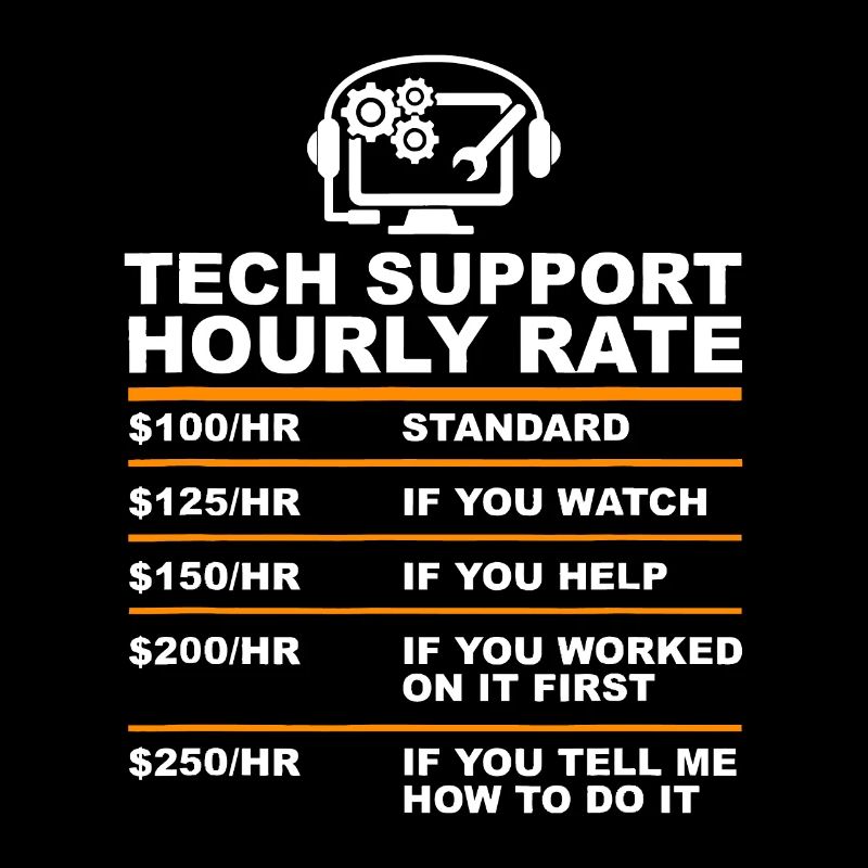 Tech Support Hourly Rate, Tech Computer Geek Gifts