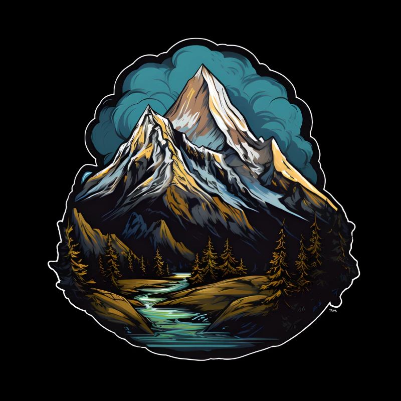 Mountain, Forest, River, Sky, Gloomy, Water, Trees, Summit
