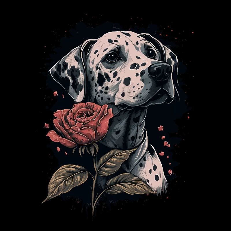 Dalmatiner mit roter Rose