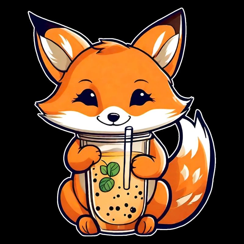 Cute Fox with Bubble Tea