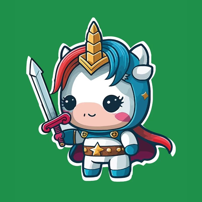 Guerrier licorne mignon avec épée