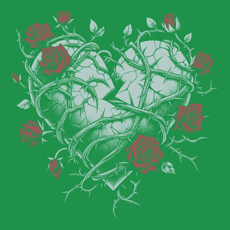 Broken Heart with Thorns - Gothic