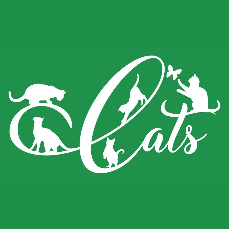 Cheerful kittens do gymnastics on decorative writing