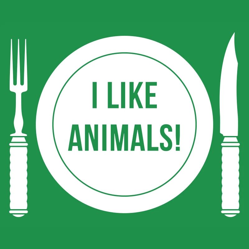 I Like Animals! (Fork / Knife / Plate / White)