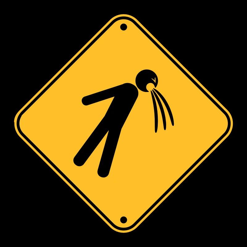 shield caution note vomit vomit