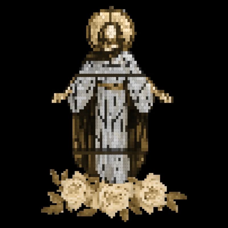 Jésus-Christ avec décor de rose, pixel art