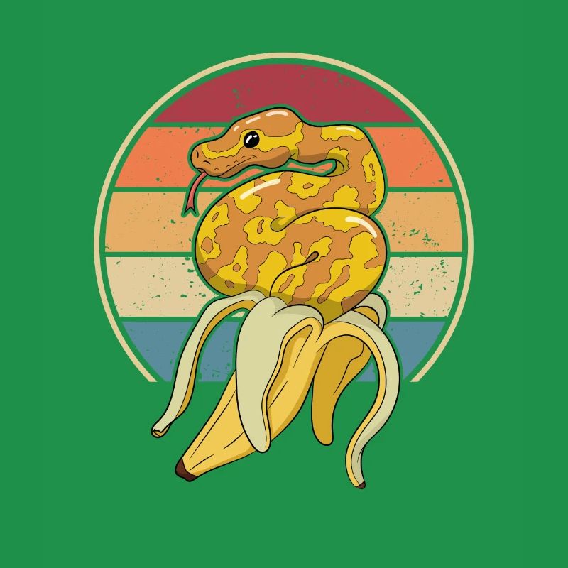 Retro Schlange Schuppenkriechtiere Python Banana