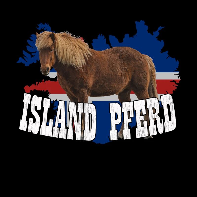Cheval d’Islande avec drapeau et cheval