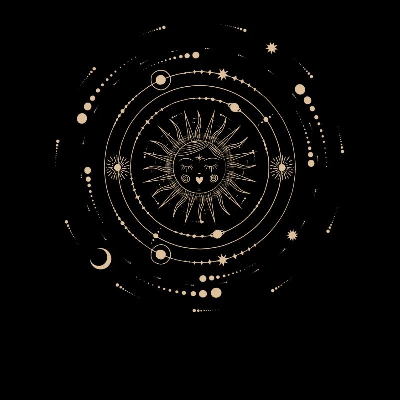 Lune, Soleil, Ésotérisme, Taro, Boho, Henné, witch