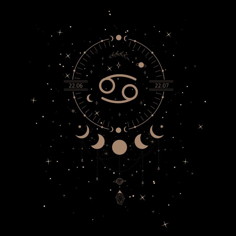 Zodiac sign Cancer with moon phase