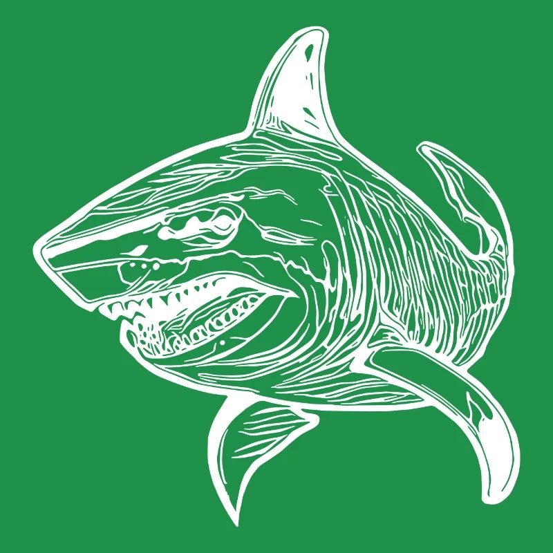 Large vintage oceanic shark with sharp teeth