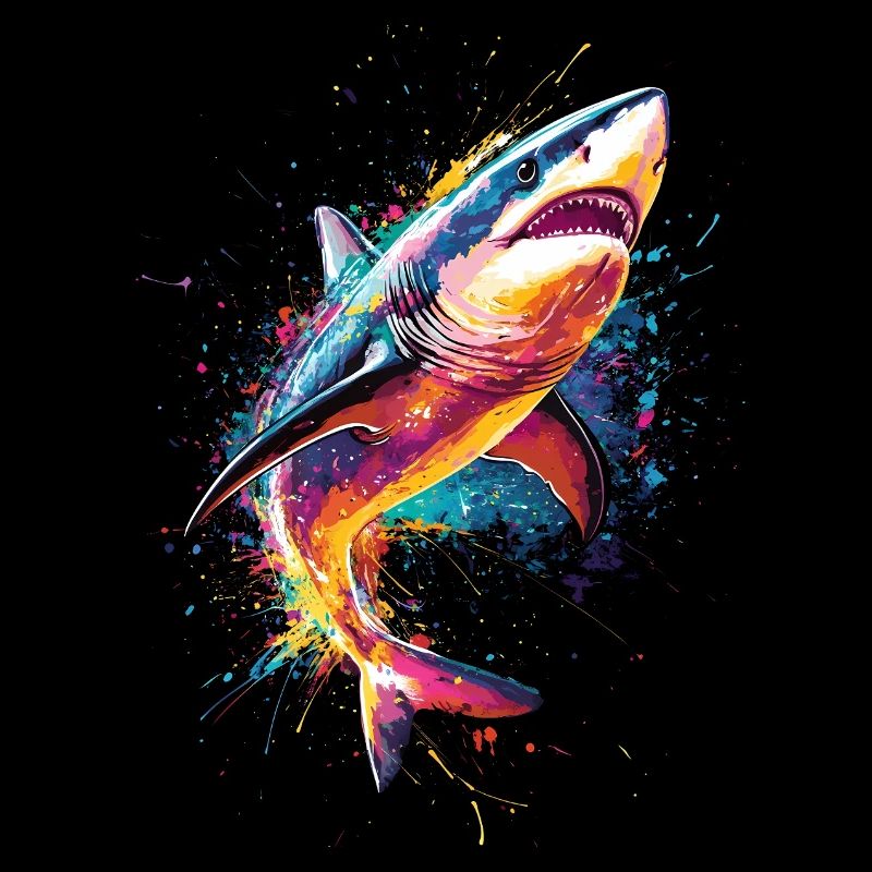 requin pop art couleur colorée