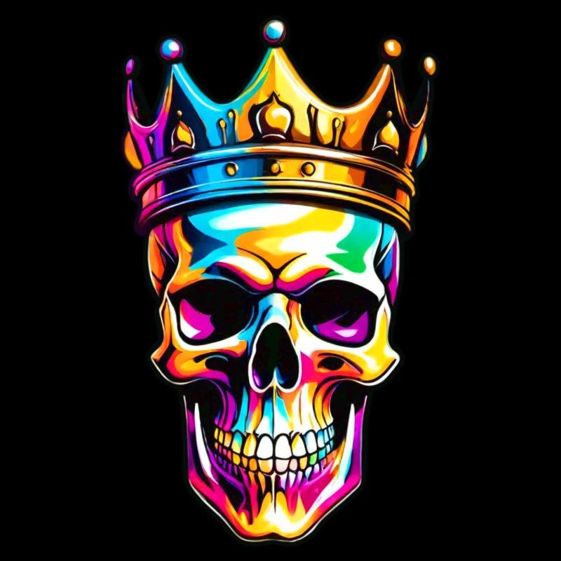 Bunter Totenkopf mit Krone