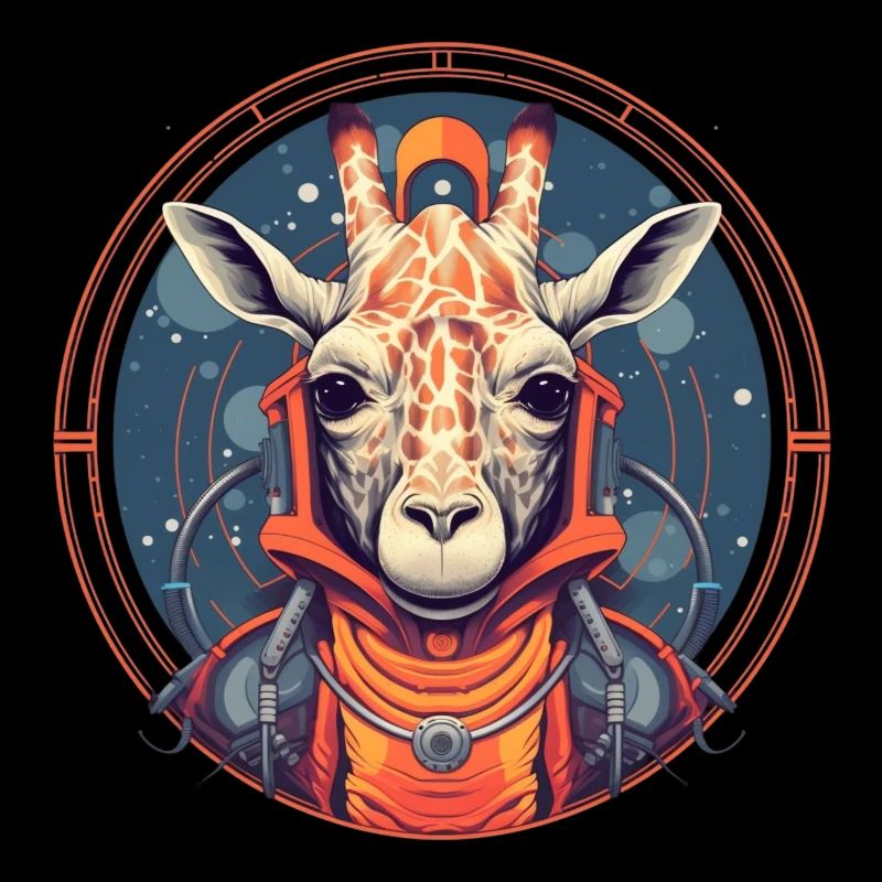 Astronaute Girafe à la dérive dans l’espace