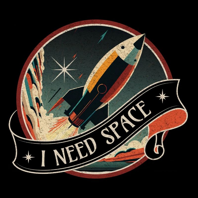 I Need Space Old School Retro Rocket Quote