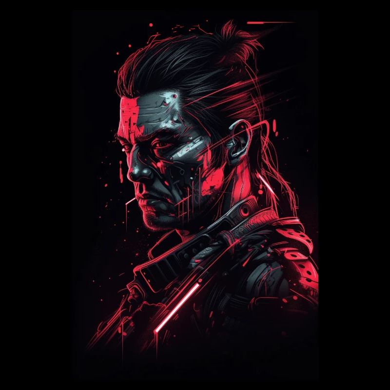 Neon Cyber Warrior Portrait #2
