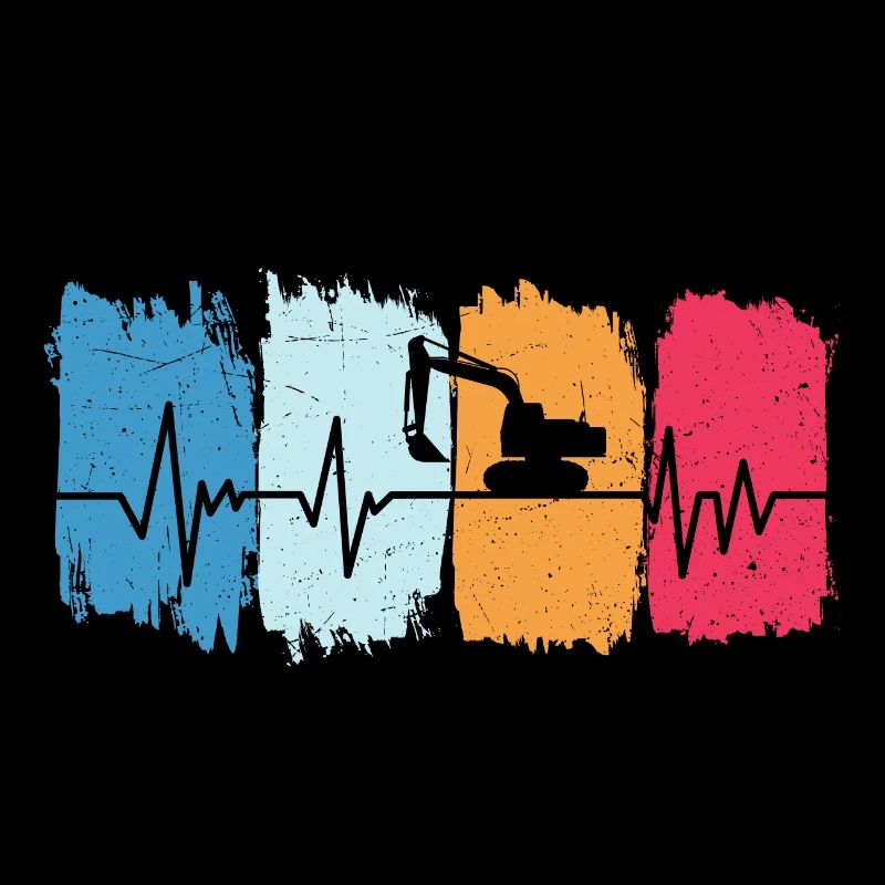 Bagger Retro Herzschlag Baggerfahrer Baustelle