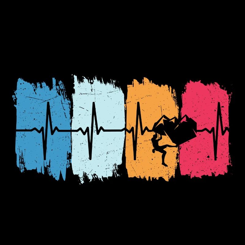 Kletterer retro herzschlag tshirt klettern kletter