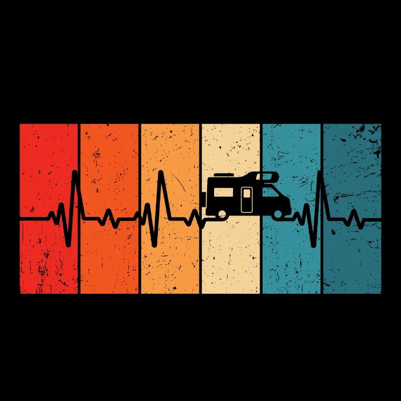 Camping retro heartbeat motorhome campsite