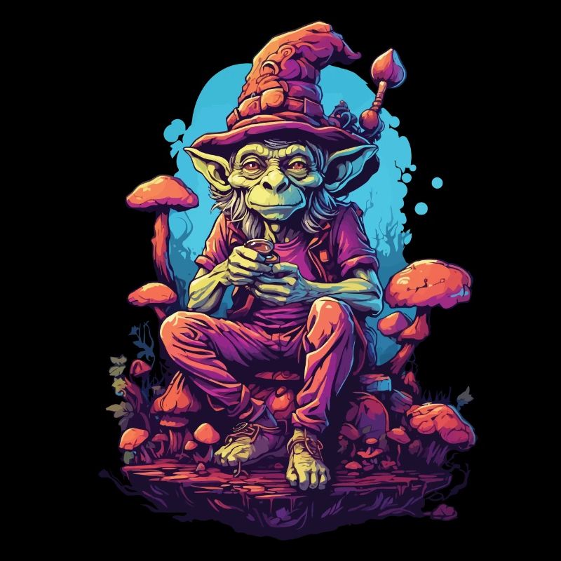Alien Psychedelic Art Forest Mushrooms Music