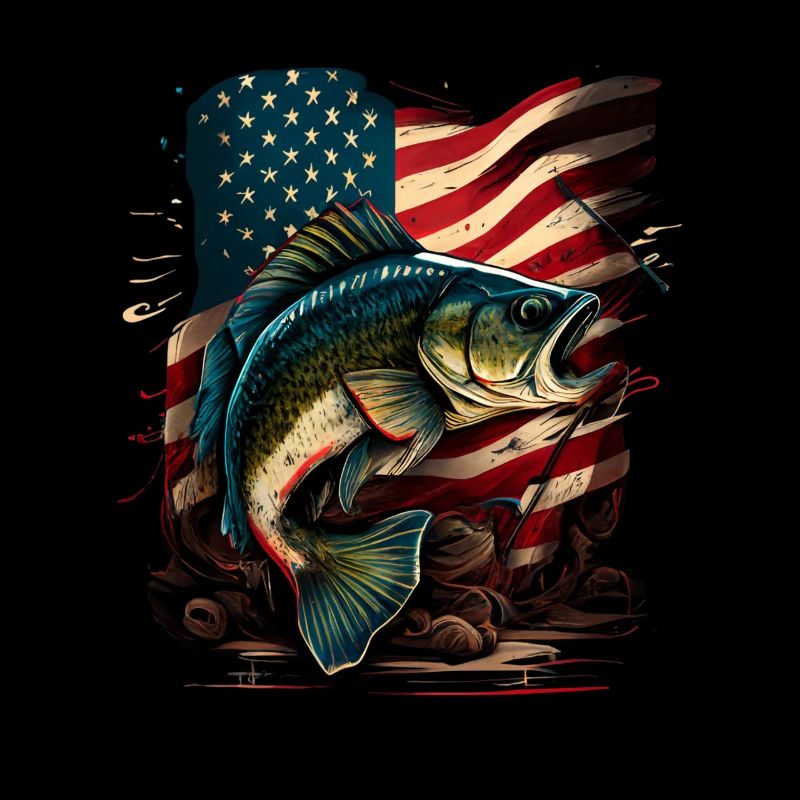 La pêche et un drapeau américain - Achigan à grande bouche