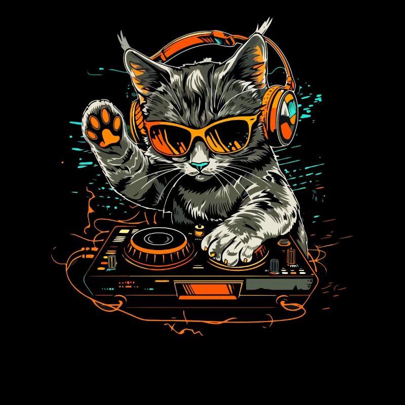 DJ Katze mit Kopfhörer und Sonnenbrille | DJ Cat