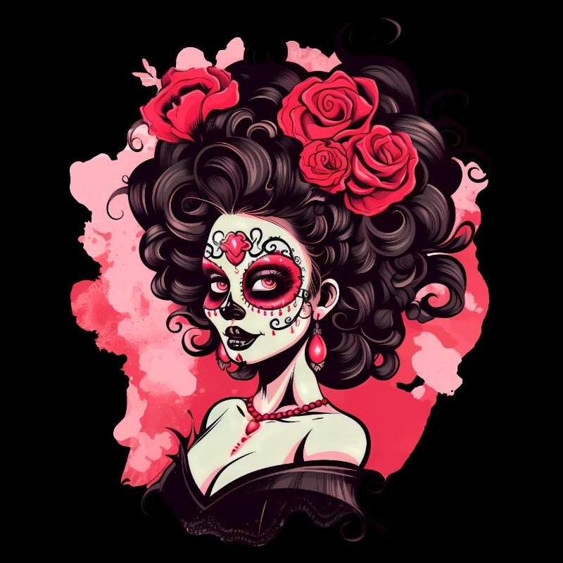 Dia de los muertos Frau Make-Up mit Blumen