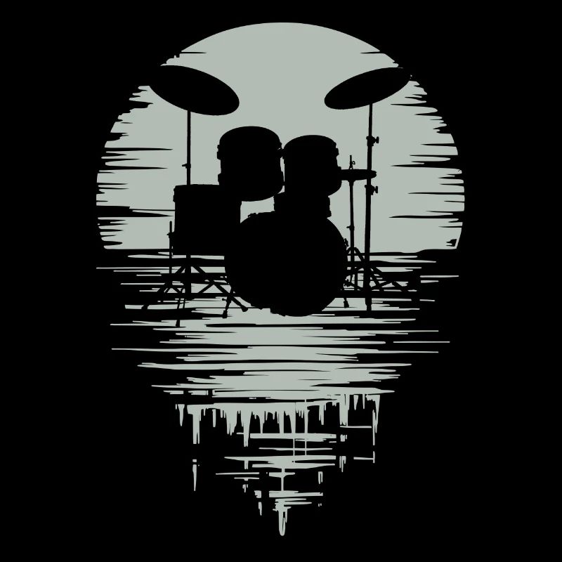 Drumset Silhouette Schlagzeug mit Spiegelung