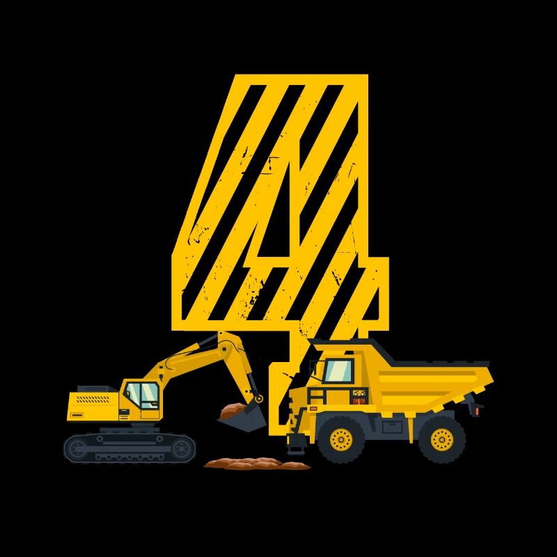 Excavatrice 4e anniversaire garçon 4 ans chantier