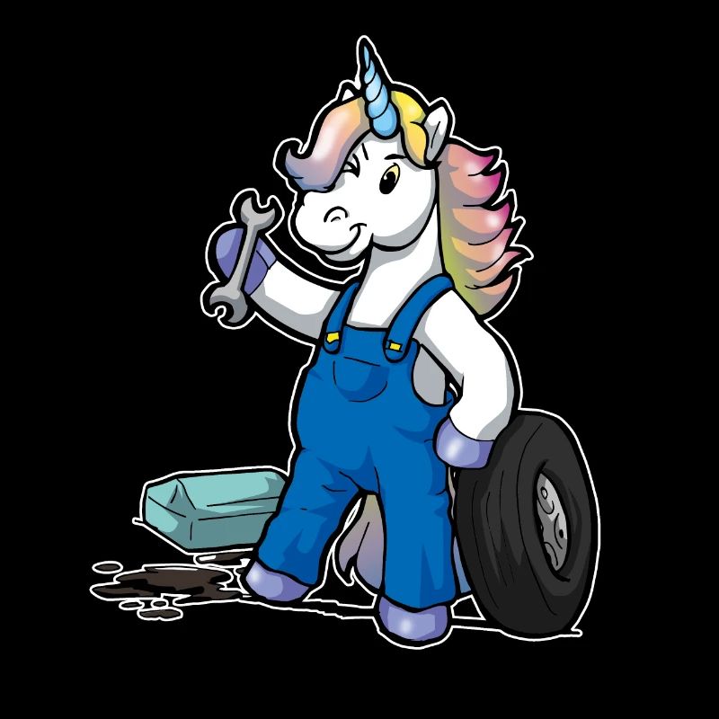 Lustiges Comic Einhorn Automechaniker Geschenk