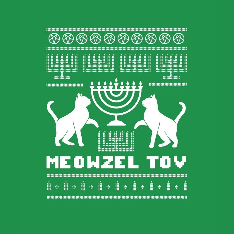 Meowzel Tov Ugly Hanukkah Pull Chats Chat juif