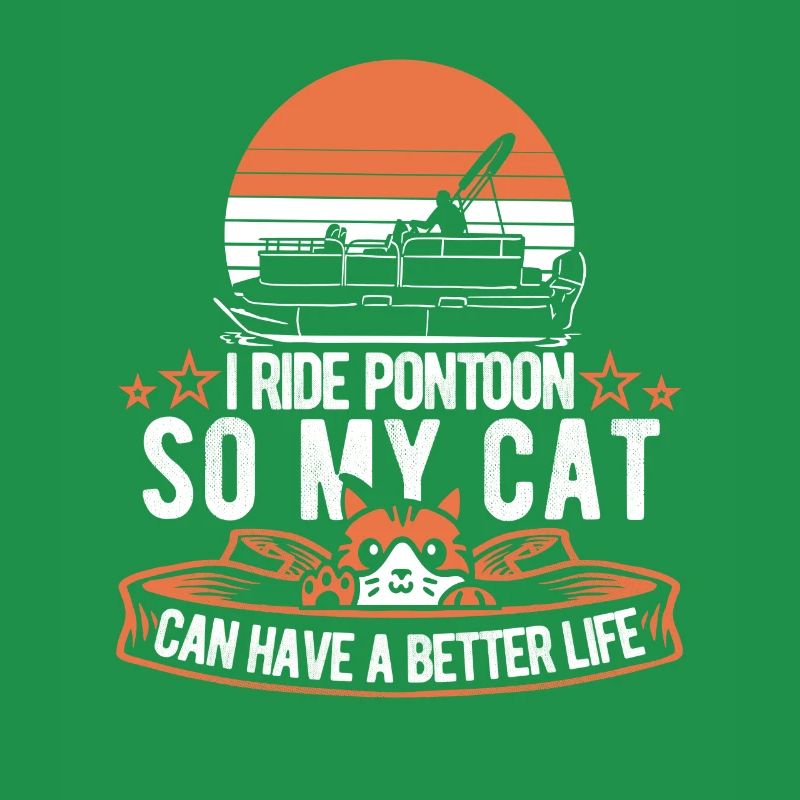 Bateau ponton chat