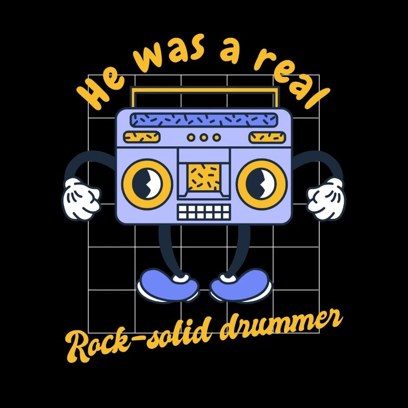 He Was A Real Rock-Solid Drummer Funny Retro Music